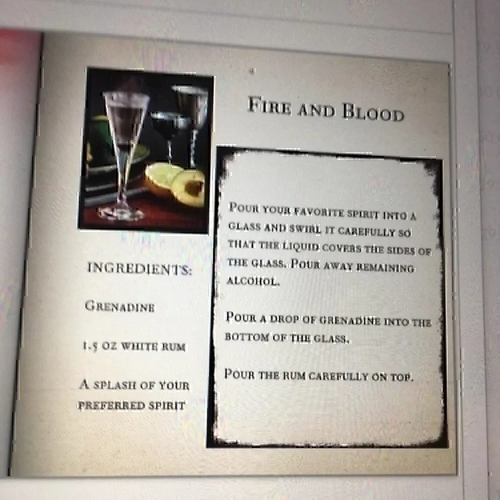 20 page hardcover Game of Thrones Cocktail book